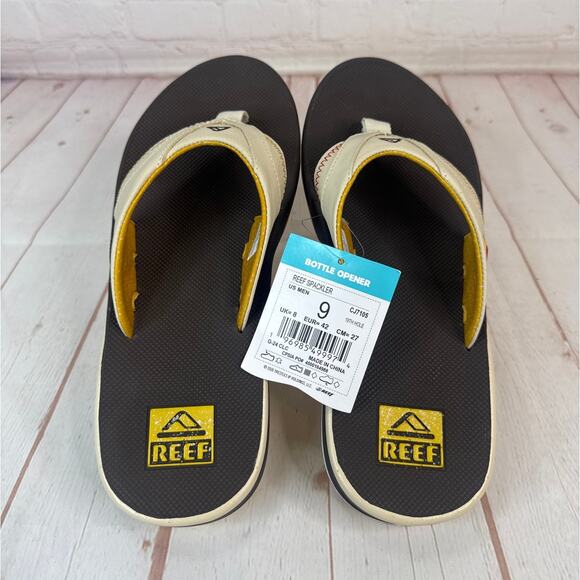 Reef Spackler 19th Hole Brown Flip Flops Sandals With Bottle Opener Mens Size 9 - Picture 7 of 10